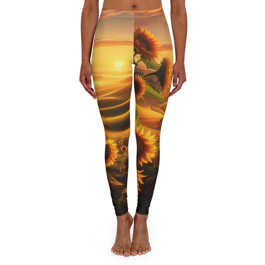 Golden Sunrise Sunflower Valleys - Leggings