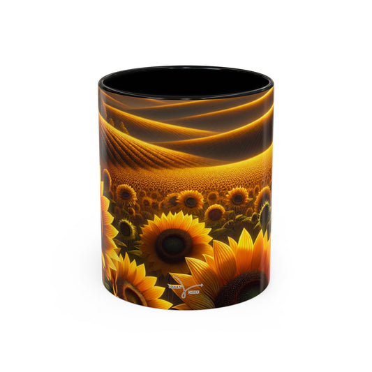 Golden Sunrise Sunflower Fields - Mugs