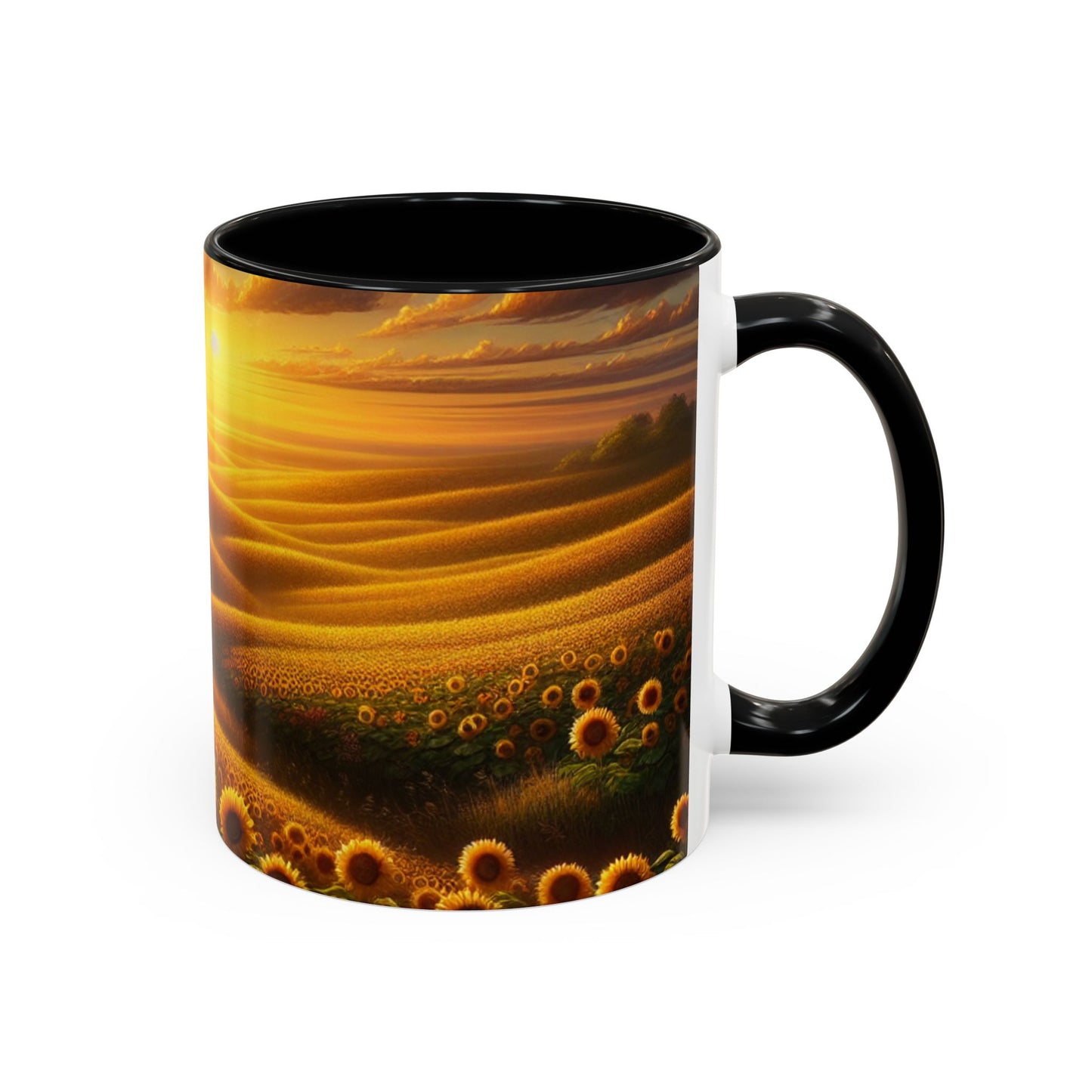 Golden Sunset Sunflower Fields - Mugs