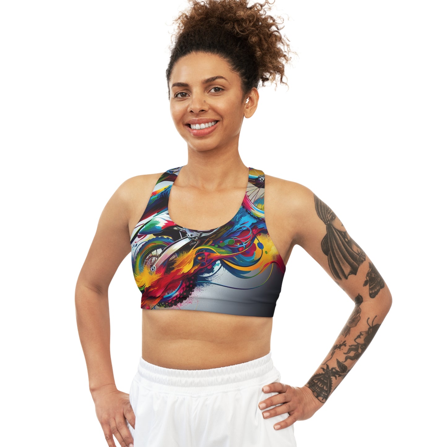 Chromatic Velocity Moto Art - Sports Bra