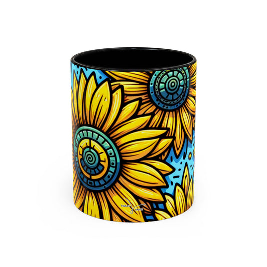 Sunflower Serenade in Azure - Mugs