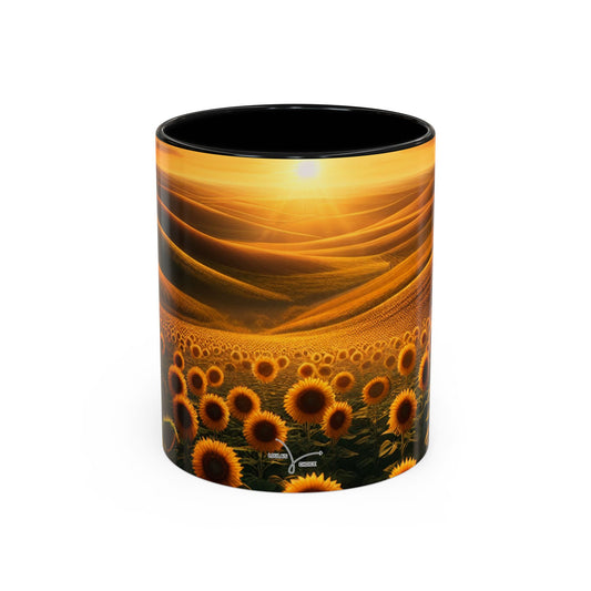 Golden Sunflower Waves - Mugs