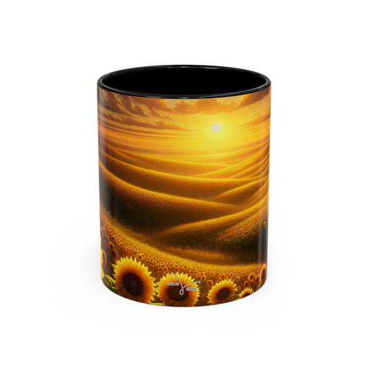 Golden Sunset Sunflower Fields - Mugs