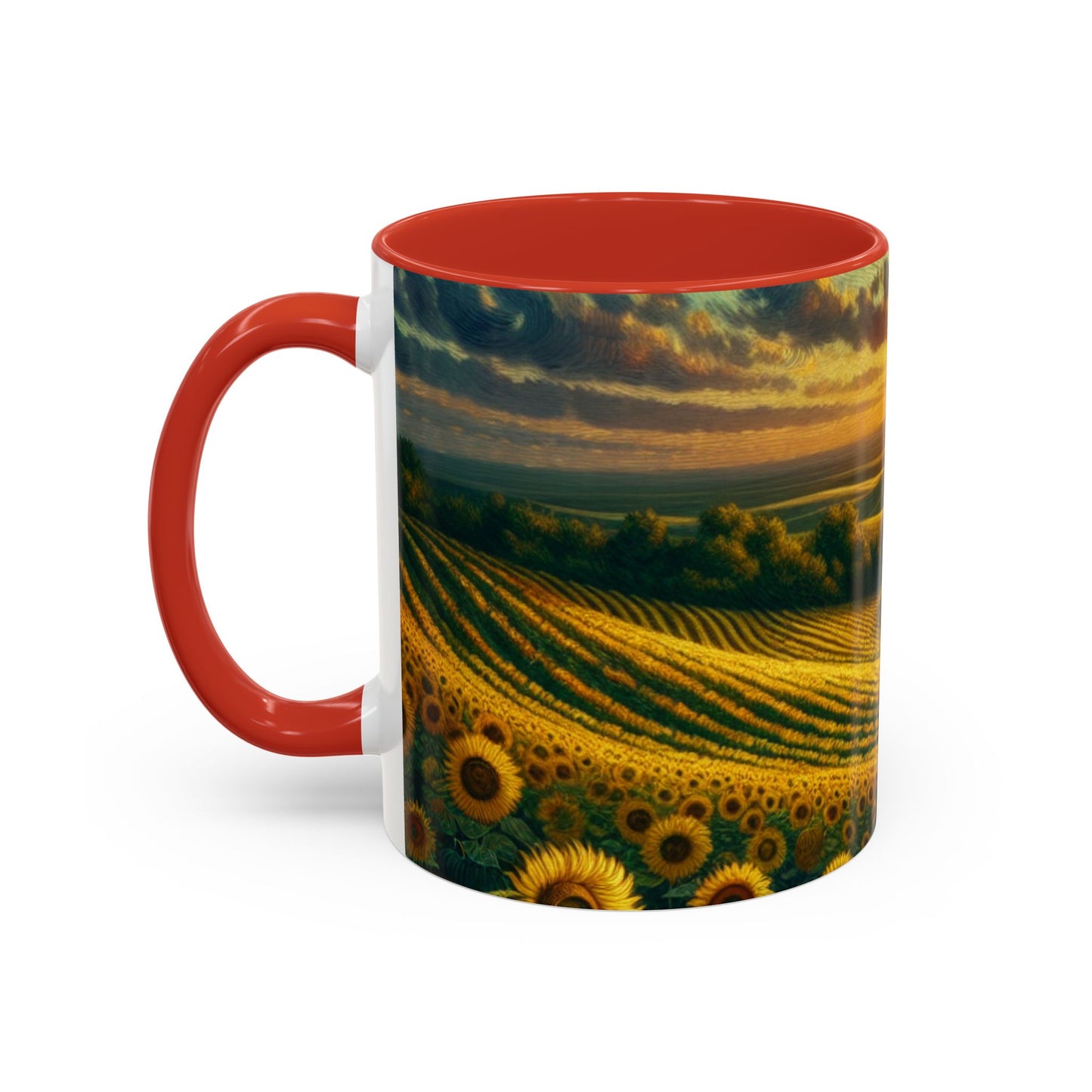 Sunset Serenade in Sunflower Fields - Mugs