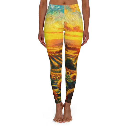 Sunset Whirls over Sunflower Fields - Leggings