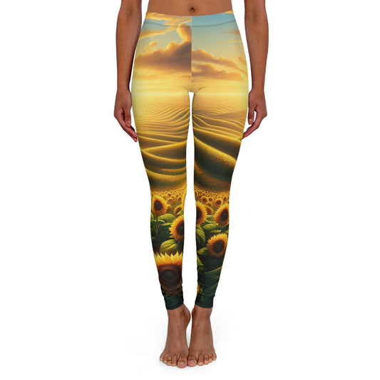Golden Sunrise in the Sunflower Valleys - Leggings