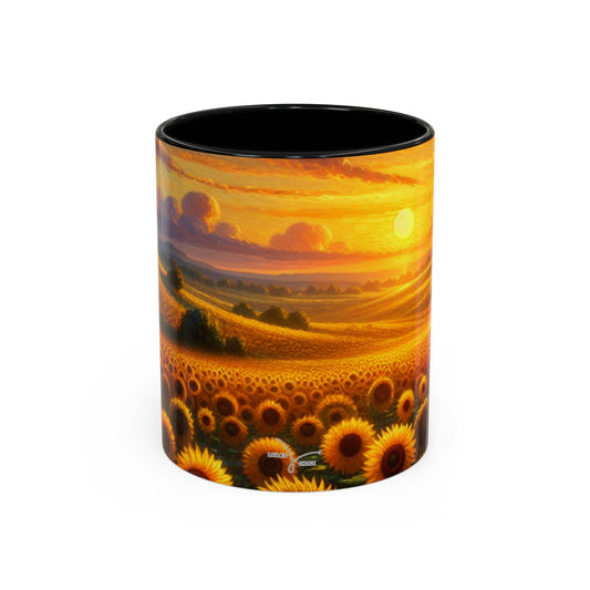 Sunset Serenade in Sunflower Fields - Mugs