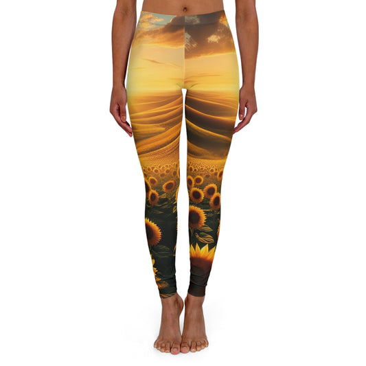Golden Sunflower Waves - Leggings