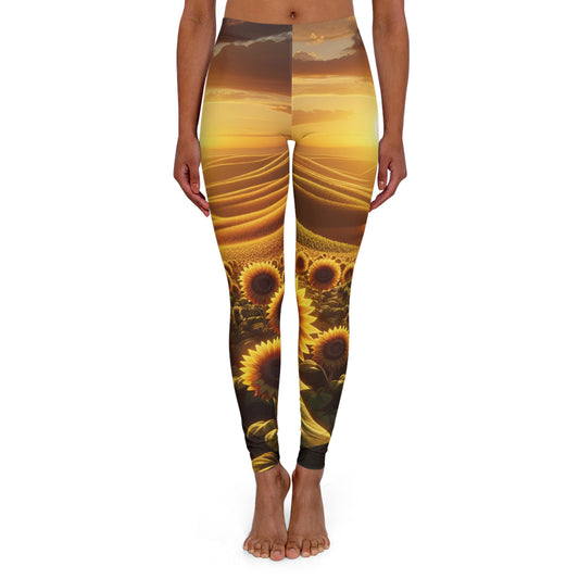 Golden Hour Sunflower Waves - Leggings