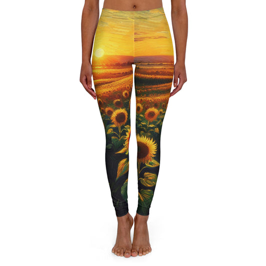 Golden Sunset Sunflower Fields - Leggings