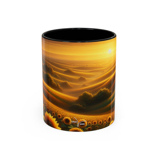 Golden Sunflower Fields at Dusk - Mugs