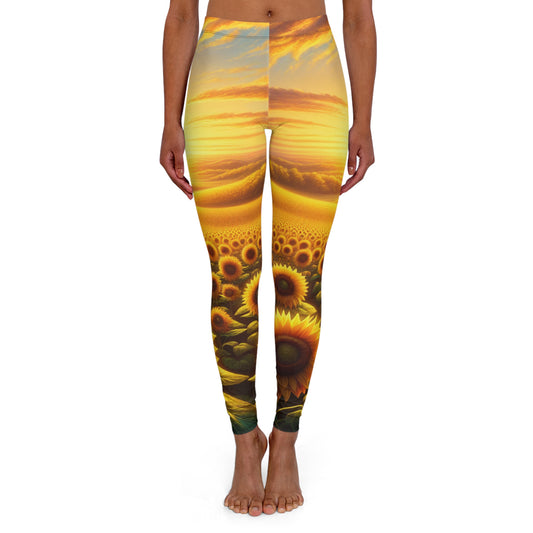 Sunset Serenade Sunflower Tapestry - Leggings